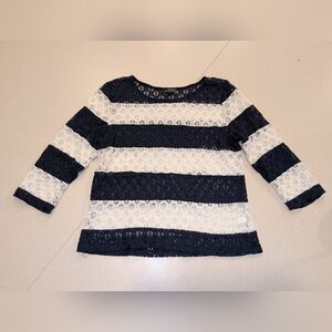 The Limited Navy and Cream Lace Sweater